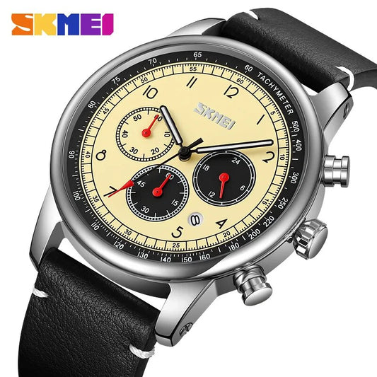 Watch Mens Casual Genuine Leather Strap 9318 - SKMEI