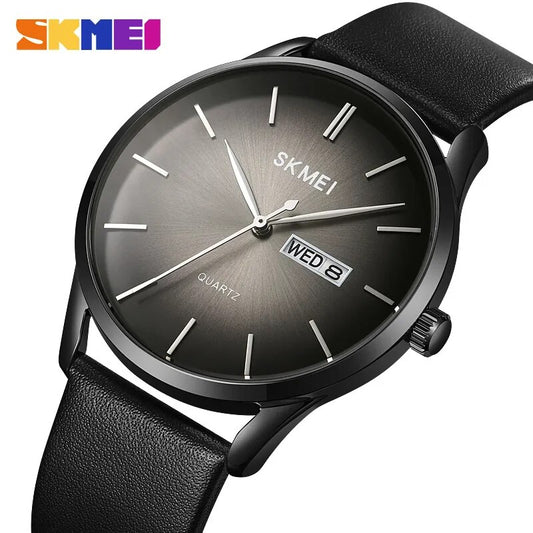 Genuine Leather Strap Quartz Watch Mens 1991 - SKMEI