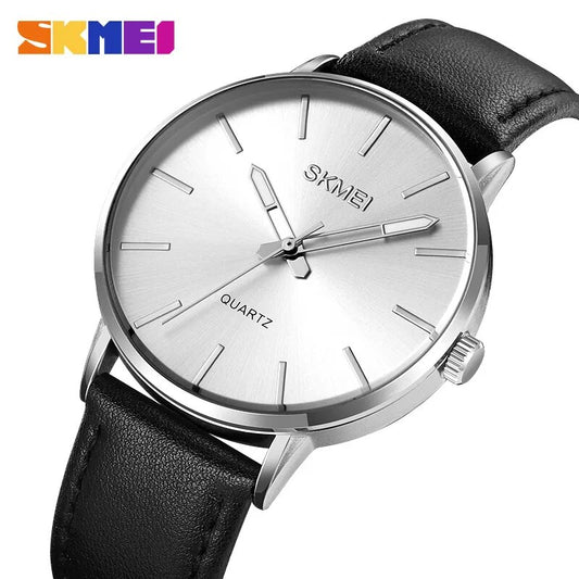 Quartz Watch Mens Casual Genuine Leather Strap 2074 - SKMEI